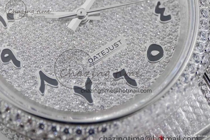 0212 Datejust 41 SS Full Diamonds TWF 1:1 Best Edition Arabic Markers Dial on Bracelet A Sporty 2395